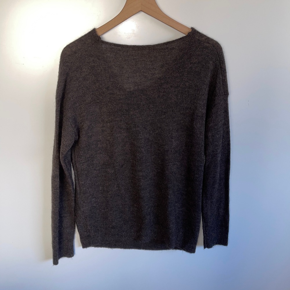 SACCHARINE NEW YORK Cowl Neck Dark Grey Floral Alpaca blend sweater Size‎ L - Picture 2 of 4